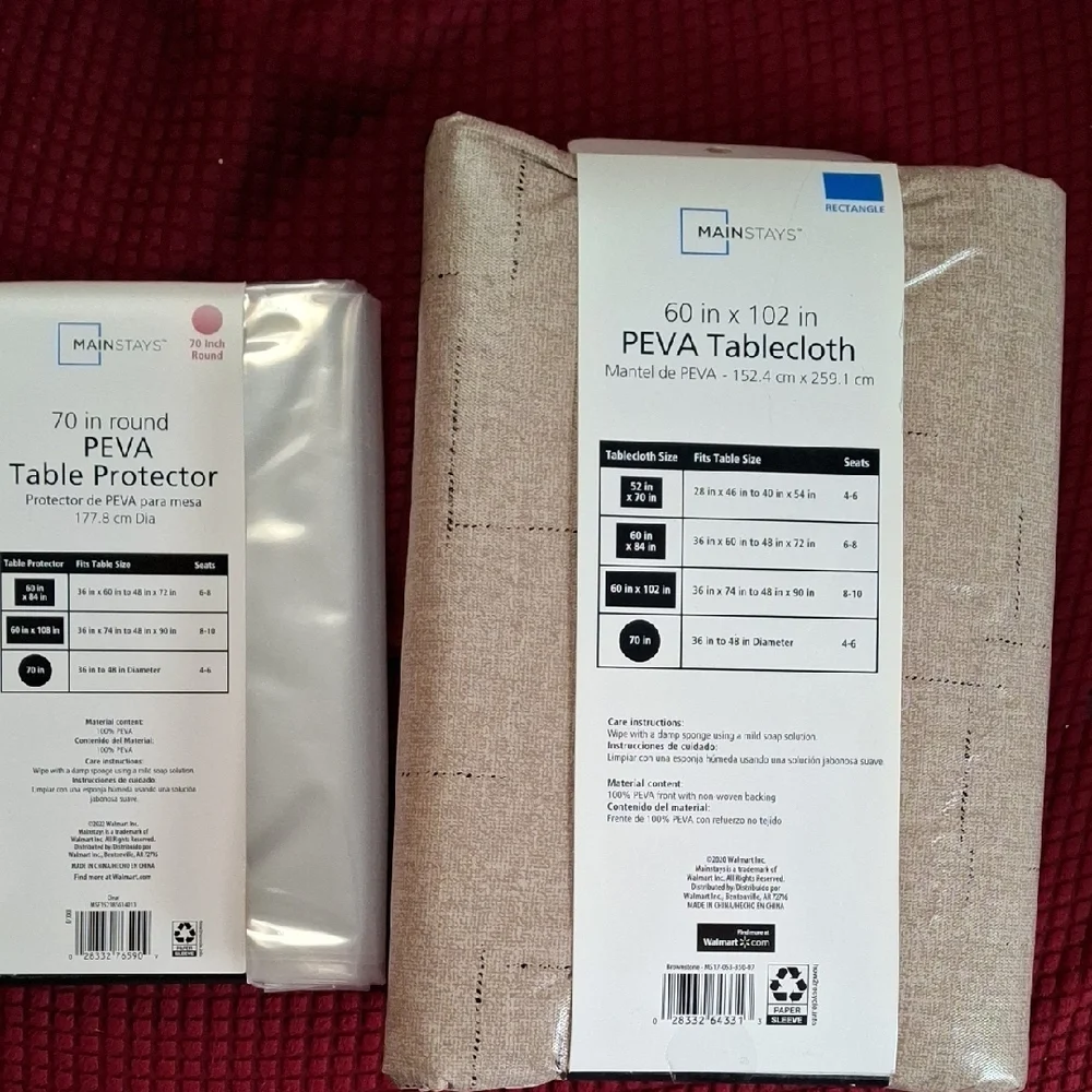 Mainstays Natural PEVA Tablecloth and Protector Set